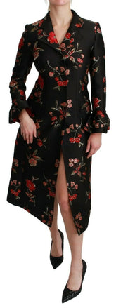 Dolce & Gabbana Black Floral Embroidered Jacket Coat - IT40|S - Trench Coats