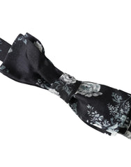 Dolce & Gabbana Black Floral Fantasy Adjustable Neck Men Bow Tie - Neckties
