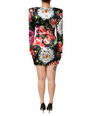 Dolce & Gabbana Black Floral Fiori Pittorici Mini Bodycon Dress - Dresses