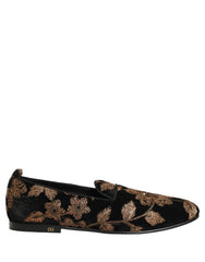 Dolce & Gabbana Zapatos mocasines de vestir con estampado floral jacquard negro
