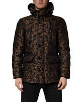 Dolce & Gabbana Black Floral Jacquard Quilted Hooded Jacket