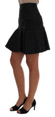 Dolce & Gabbana Black Floral Jacquard Silk A-Line Skirt - IT36 | XS - Skirts