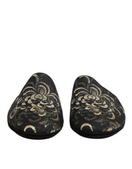 Dolce & Gabbana Black Floral Jacquard Slides Slippers Shoes - Sandals