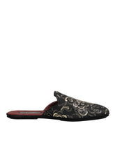 Dolce & Gabbana Black Floral Jacquard Slides Slippers Shoes - Sandals