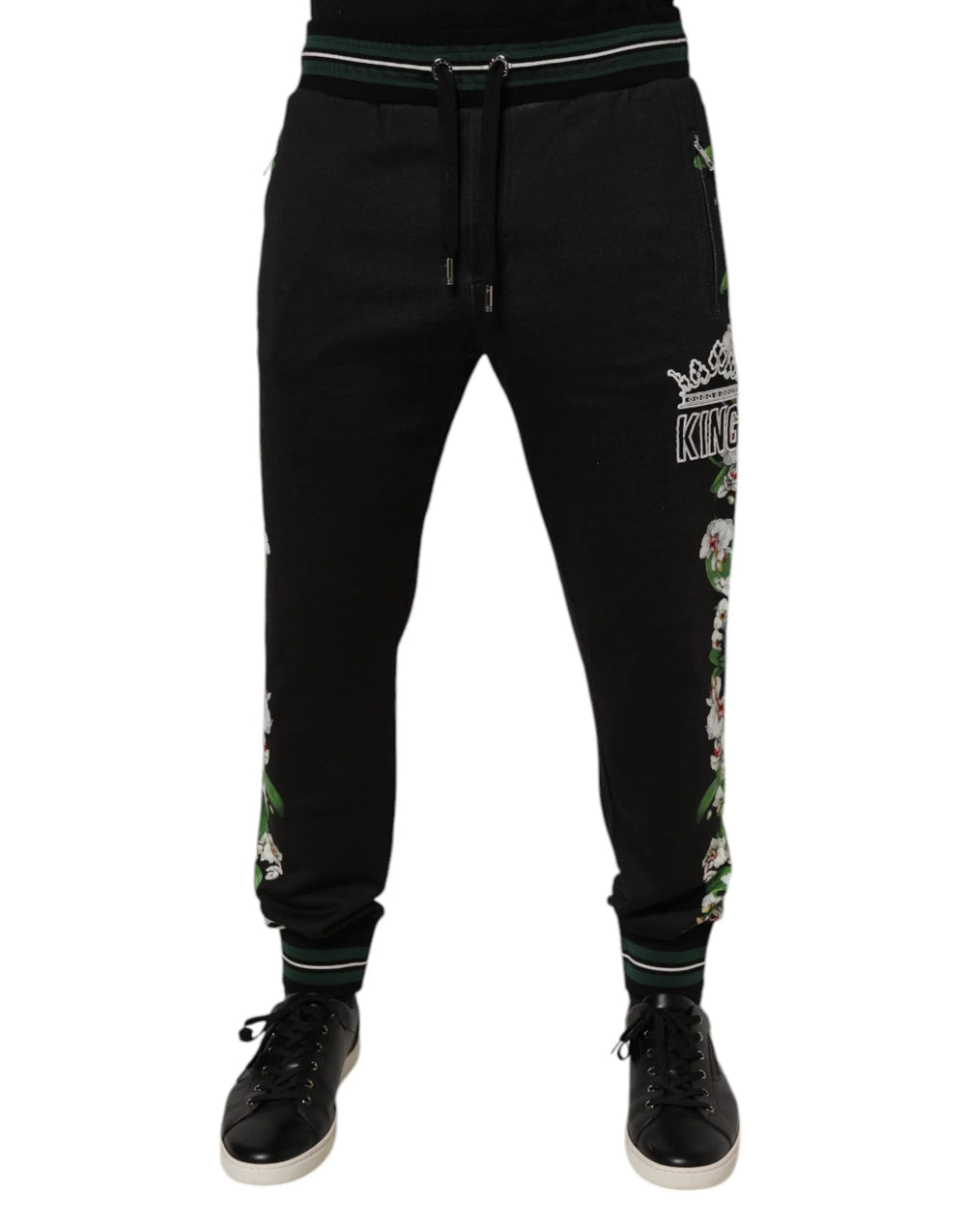 Dolce & Gabbana Black Floral King Men Jogger Sweatpants Pants - IT46 | S - Joggers