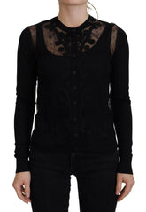 Dolce & Gabbana Black Floral Lace Button Cardigan Sweater - IT38|XS - Cardigans