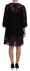 Dolce & Gabbana Black Floral Lace Cotton Shift Mini Dress - IT40|S - Dresses
