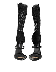 Dolce & Gabbana Black Floral Lace Heels SANDALS Shoes - EU41/US10.5