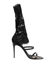 Dolce & Gabbana Black Floral Lace Heels SANDALS Shoes - EU41/US10.5