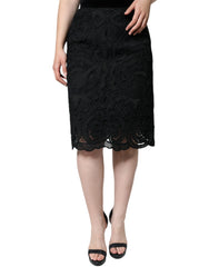Dolce & Gabbana Black Floral Lace HighWaist Pencil Cut Skirt - IT40|S - Skirts