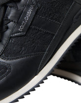 Dolce & Gabbana Black Floral Lace Leather Sneakers Shoes - EU36/US5.5