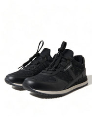 Dolce & Gabbana Black Floral Lace Leather Sneakers Shoes - EU36/US5.5