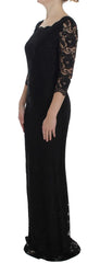 Dolce & Gabbana Black Floral Lace Long Ball Maxi Dress - IT40|S - Dresses