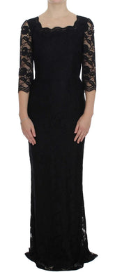 Dolce & Gabbana Black Floral Lace Long Ball Maxi Dress - IT40|S - Dresses