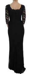 Dolce & Gabbana Black Floral Lace Long Ball Maxi Dress - IT40|S - Dresses