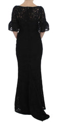 Dolce & Gabbana Black Floral Lace Long Bodycon Maxi Dress - Dresses