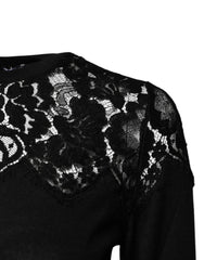 Dolce & Gabbana Black Floral Lace Long Sleeves Blouse Top - IT36|XXS - Blouses