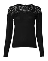 Dolce & Gabbana Black Floral Lace Long Sleeves Blouse Top - IT36|XXS - Blouses
