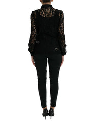 Dolce & Gabbana Black Floral Lace Long Sleeves Blouse Top - IT42|M - Blouses