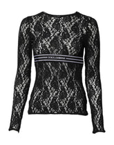 Dolce & Gabbana Black Floral Lace Long Sleeves Pullover Top - IT40|S - Blouses