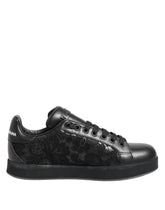 Dolce & Gabbana Black Floral Lace Low Top Sneakers Shoes - EU35/US4.5 - Sneakers