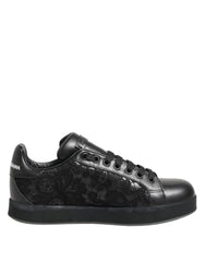 Dolce & Gabbana Black Floral Lace Low Top Sneakers Shoes - EU35/US4.5 - Sneakers
