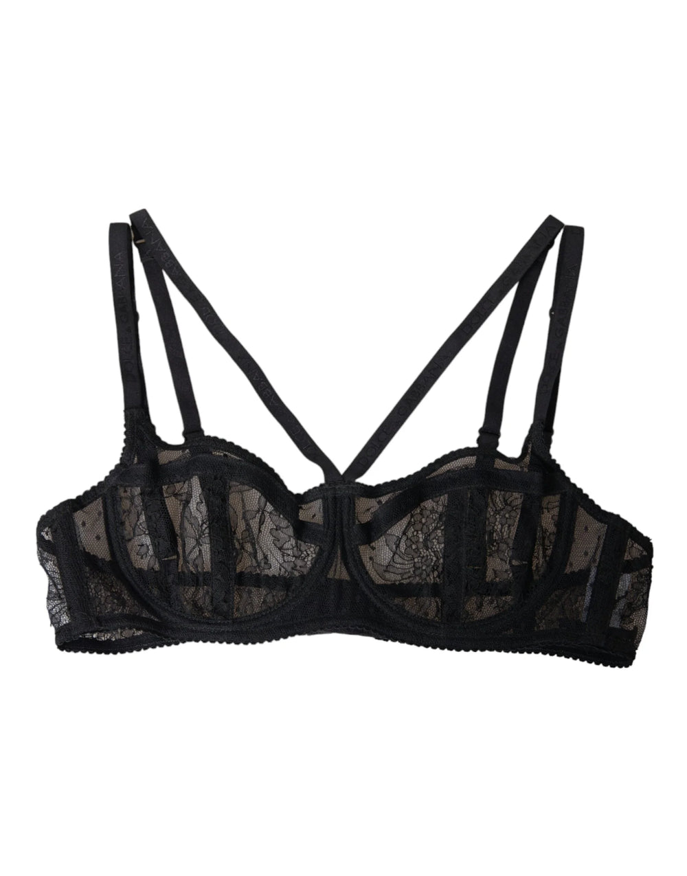 Dolce & Gabbana Black Floral Lace Nylon Balconcino Bra Underwear - IT2 | S - Bras