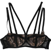 Dolce & Gabbana Black Floral Lace Nylon Balconcino Bra Underwear - IT2 | S - Bras