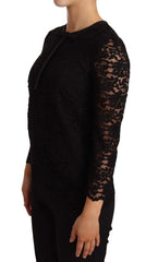 Dolce & Gabbana Black Floral Lace Nylon Blouse Top - IT36 | XS - Blouses