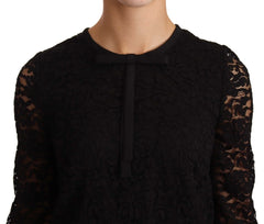 Dolce & Gabbana Black Floral Lace Nylon Blouse Top - IT36 | XS - Blouses