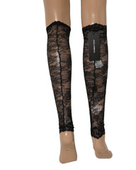 Dolce & Gabbana Black Floral Lace Nylon Stretch Knee Socks - M