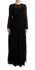 Dolce & Gabbana Black Floral Lace Sheath Silk Dress - IT38|XS - Dresses