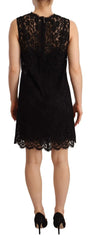 Dolce & Gabbana Black Floral Lace Sheath Sleeveless Mini Dress - IT40|S - Dresses