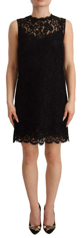 Dolce & Gabbana Black Floral Lace Sheath Sleeveless Mini Dress - IT40|S - Dresses