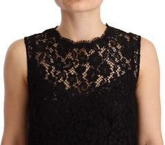 Dolce & Gabbana Black Floral Lace Sheath Sleeveless Mini Dress - IT40|S - Dresses