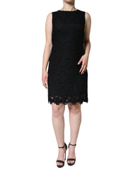 Dolce & Gabbana Black Floral Lace Sheath Sleeveless Mini Dress - IT42|M - Dresses