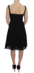 Dolce & Gabbana Black Floral Lace Shift Knee Length Dress - IT40|S - Dresses