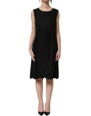Dolce & Gabbana Black Floral Lace Sleeveless Shift Dress - IT38 | XS