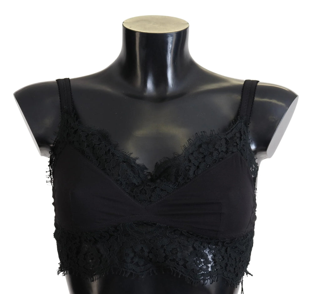 Dolce & Gabbana Black Floral Lace Stretch Bralette Underwear - IT2 | S - Bras