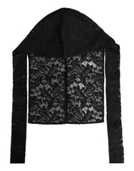 Dolce & Gabbana Black Floral Lace Whole Head Wrap Hat - 58 cm|M - Balaclavas