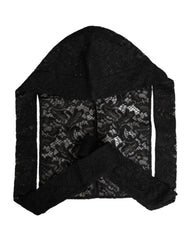 Dolce & Gabbana Black Floral Lace Whole Head Wrap Hat - 58 cm|M - Balaclavas
