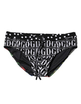 Dolce & Gabbana Black Floral Logo Beachwear Men Brief Swimwear - IT4 | S - Swim Briefs