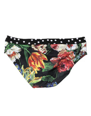 Dolce & Gabbana Black Floral Logo Beachwear Men Brief Swimwear - IT4 | S - Swim Briefs