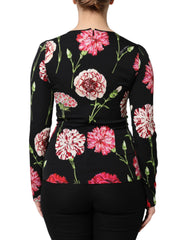 Dolce & Gabbana Black Floral Long Sleeve Women Blouse Top - Blouses