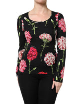 Dolce & Gabbana Black Floral Long Sleeve Women Blouse Top - Blouses