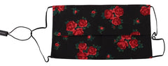 Dolce & Gabbana Black Floral Pleated Elastic Ear Strap One Size Face Mask - Fashion Face Masks