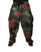 Dolce & Gabbana Black Floral Polyester Jogger Sweatpants Pants - IT56 | XXL - Joggers
