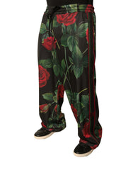 Dolce & Gabbana Black Floral Polyester Jogger Sweatpants Pants - IT56 | XXL - Joggers