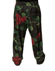 Dolce & Gabbana Black Floral Polyester Jogger Sweatpants Pants - IT56 | XXL - Joggers