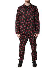 Dolce & Gabbana Black Floral Print Cotton Men Pajama Set Sleepwear - Pajamas